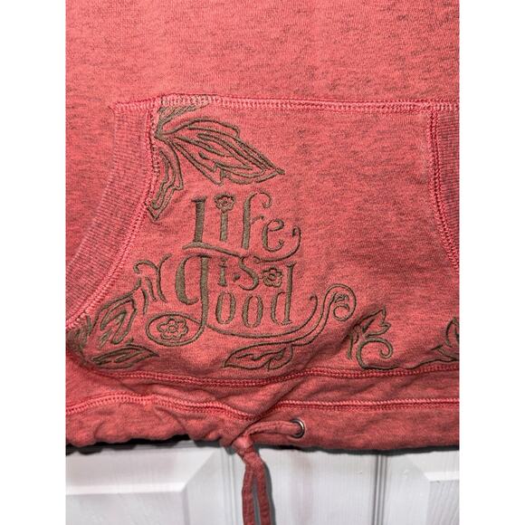 Life is Good V-Neck Sweatshirt Hoodie Size Large Embroidered Pullover - Picture 3 of 6